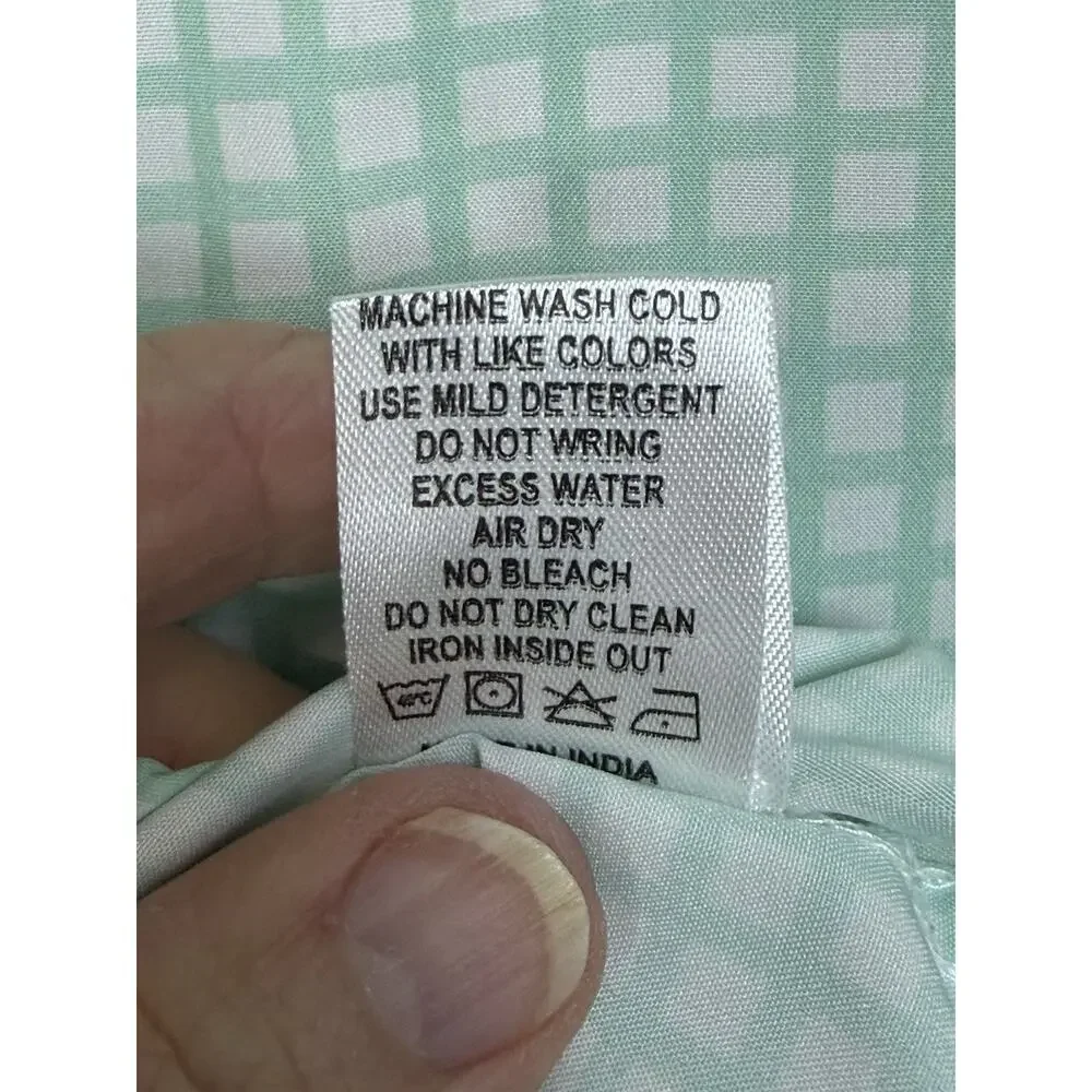 Southbound Boy's Button Up Shirt Short Sleeve Sz XL 14 Green white Checked - Picture 9 of 9